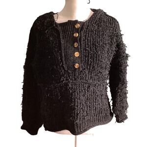 POL Black Knit Hooded Sweater Women’s Size S — Cozy, Casual, Textured